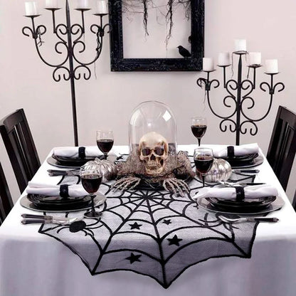 Lace Spider Web Skeleton Skull Tablecloth Halloween Decorative Item