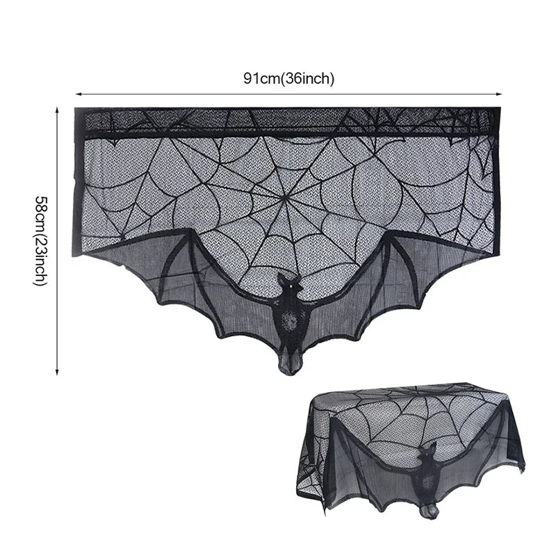 Lace Spider Web Skeleton Skull Tablecloth Halloween Decorative Item