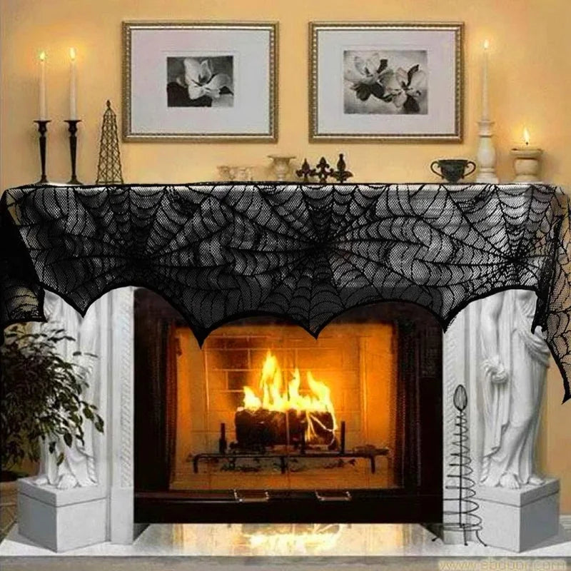 Lace Spider Web Skeleton Skull Tablecloth Halloween Decorative Item