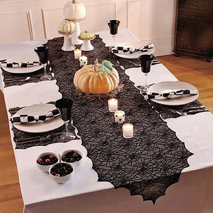 Lace Spider Web Skeleton Skull Tablecloth Halloween Decorative Item