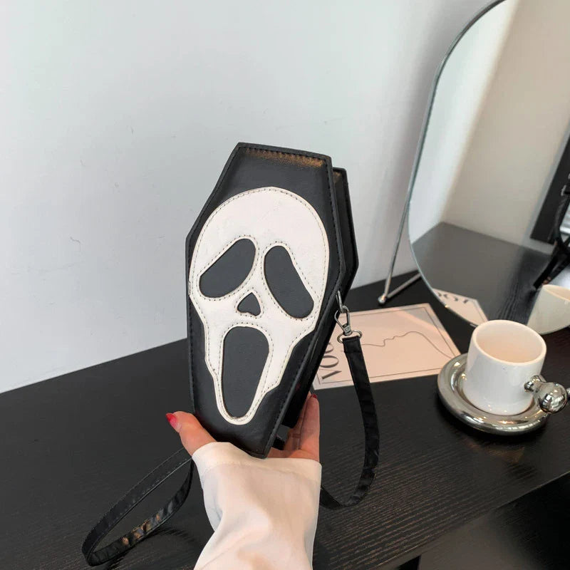 Halloween Coffin Shape Purse Tote Crossbody Gothic Novelty Phone Bag