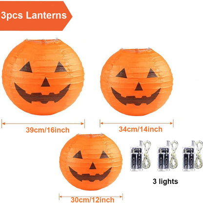 Spooky Pumpkin Lanterns with Lights Halloween Decorative Item