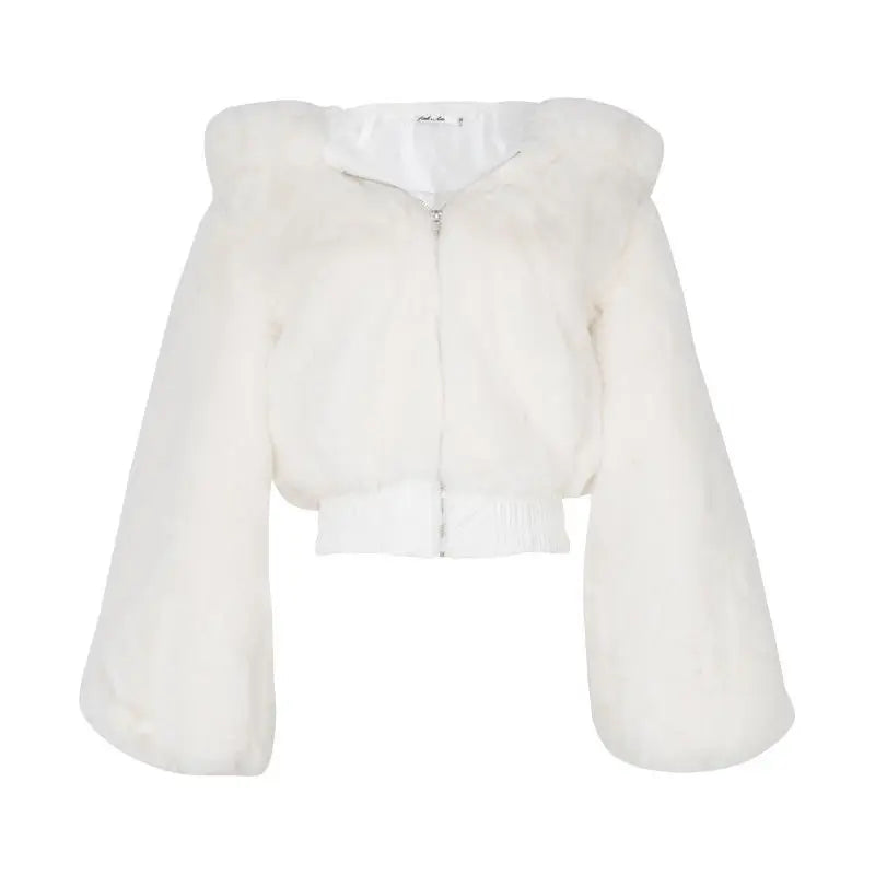 High Quality Furry Cropped Fluffy Hooded Winter Fur Coats