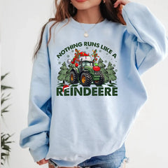 Hot Sale Nothing Runs Like Reindeer Farm Fallow Girl Christmas Hoodie Sky Blue / S Hoodies-L