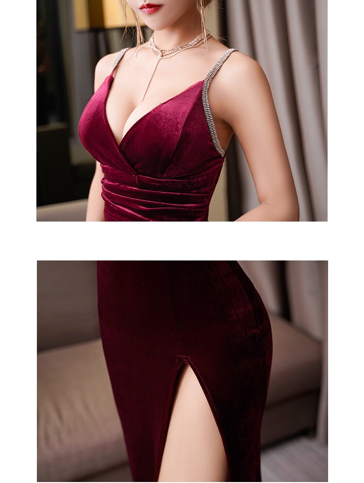 Macy Formal Stylish Velvet Dress S.o. Long Dresses