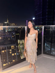 Party Ruffle Midi Dress - Champagne