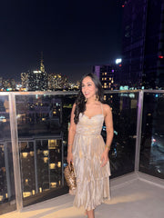 Party Ruffle Midi Dress - Champagne