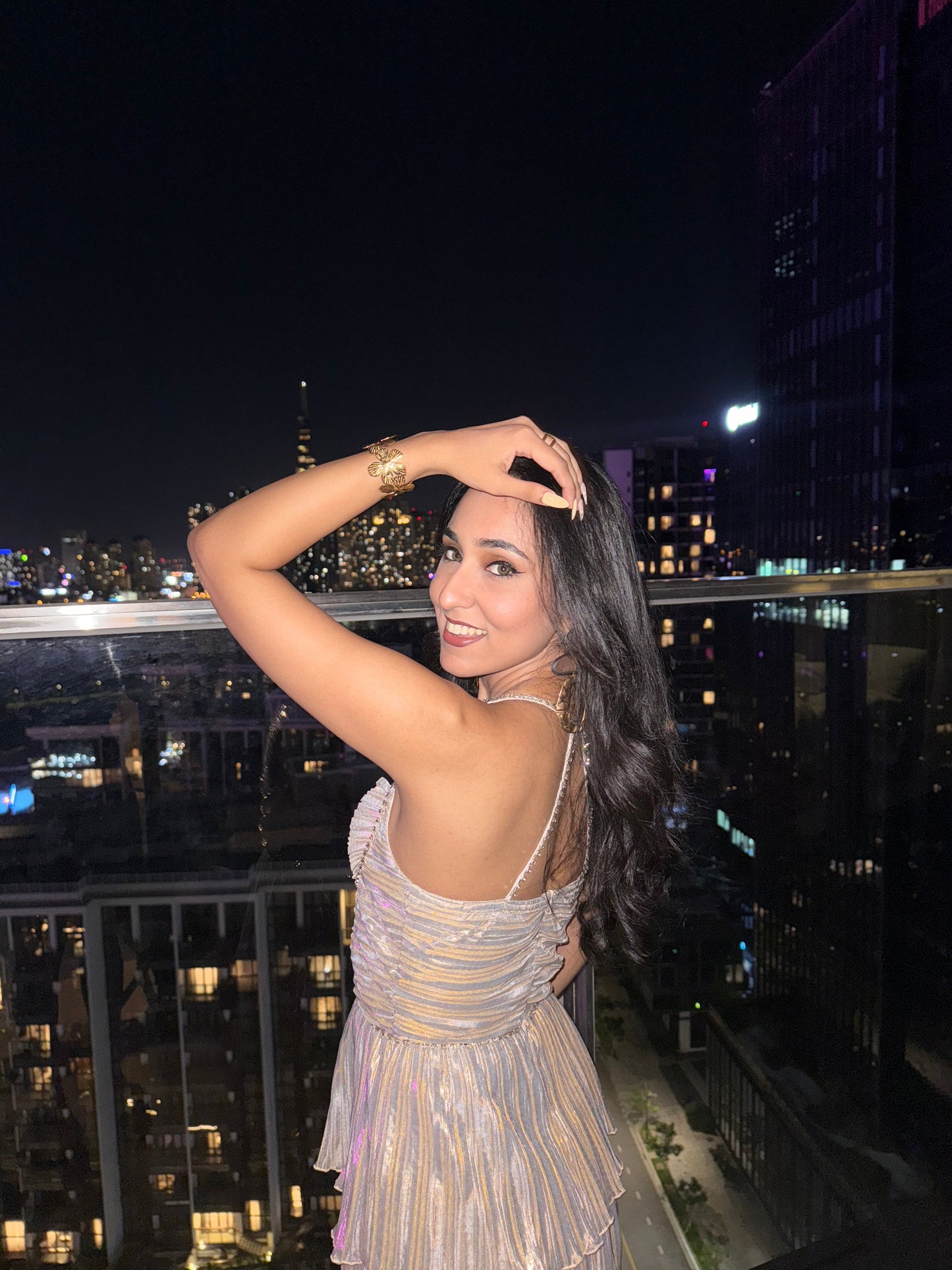 Party Ruffle Midi Dress - Champagne
