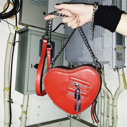 Gothic High Grunge Street Y2k Aesthetic Heart Leather Harajuku PU Bag