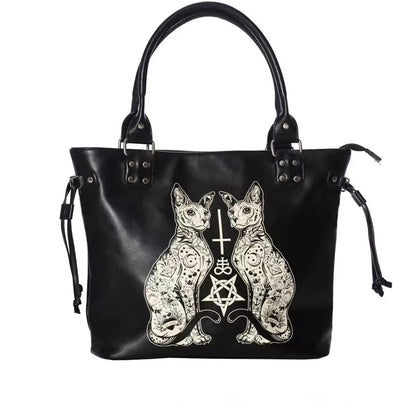 Large Lolita High Black Grunge Punk Y2K Capacity Leather Street Gothic Bag