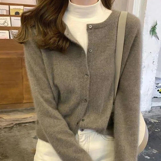 Simple Elegant Comfortable Cozy Stylish Loose Long Sleeve Knitted Cardigan Sweater