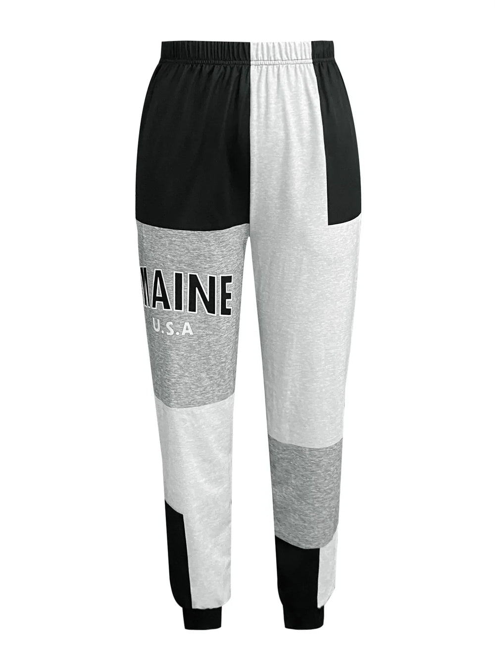 Color Block Jogger Letter Patchwork Print Knitting Casual Slant Pocket Pants