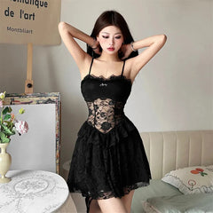 Lace Sheer Mini Dress