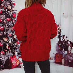 Fashionable Autumn Winter Xmas Loose Round Neck Print Knitted Christmas Sweater Sweaters-L