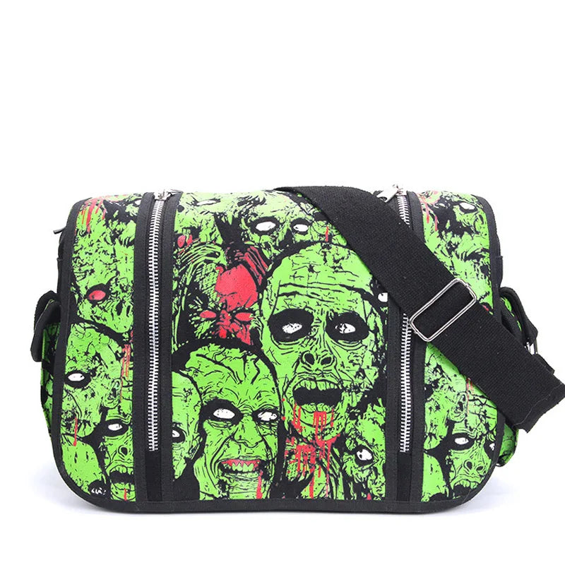 Large Zombie Ghost Shoulder Halloween Luminous Canvas Gothic Waterproof Bag