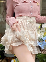 Elastic Waist Lace Skirt skirts-250223
