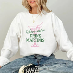 Martini Save Water Dirty Cocktail Funny Tini Time Christmas Hoodie White / S Hoodies-L