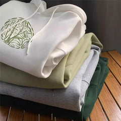 Bamboo Pattern Print Casual Y2K Hoodie