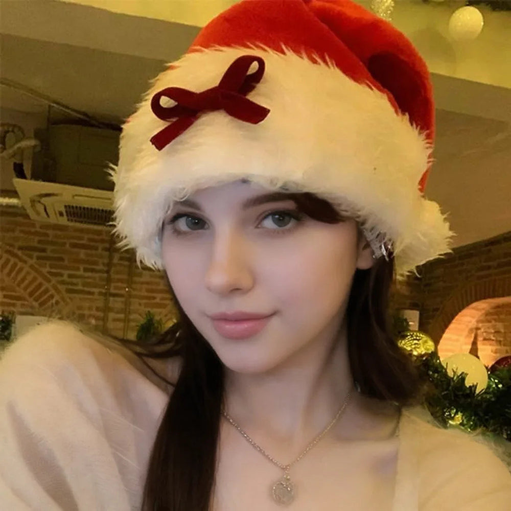 Plush Christmas Santa Claus Cosplay Winter Party Hat Red / 30X40Cm Hat-L