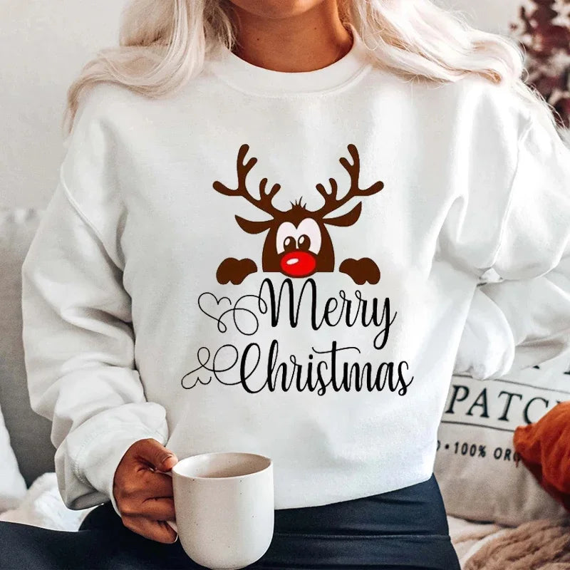 Graphic Santa Claus Reindeer Navidad Harajuku Y2K Unisex Christmas Hoodie White 5 / M Hoodies-L