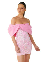 New Sexy Off Shoulder Sequins Pink Slash Neck Sparkly Elegant Christmas Party Dress Dresses-L