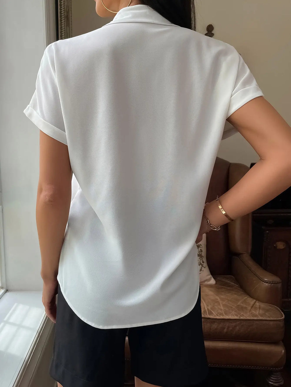 Chiffon Short-Sleeved Casual Blouse blouse-250223