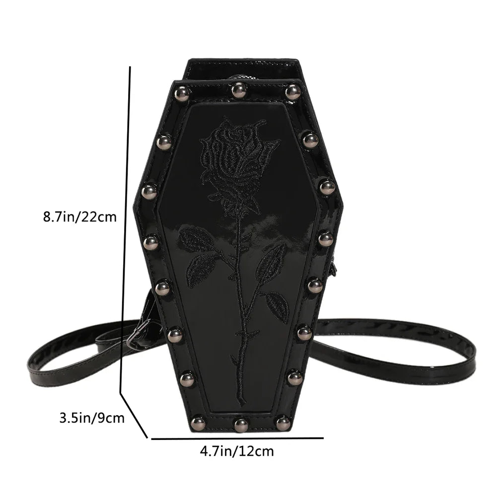 Novelty Coffin Sling Halloween Leather Gothic Spider PU Web Shape Bag