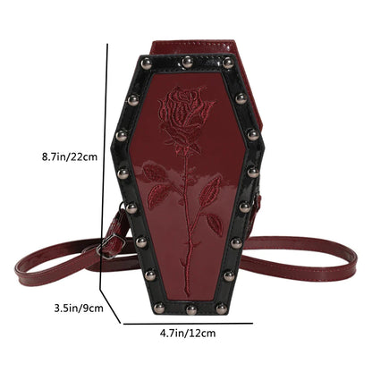 Novelty Coffin Sling Halloween Leather Gothic Spider PU Web Shape Bag