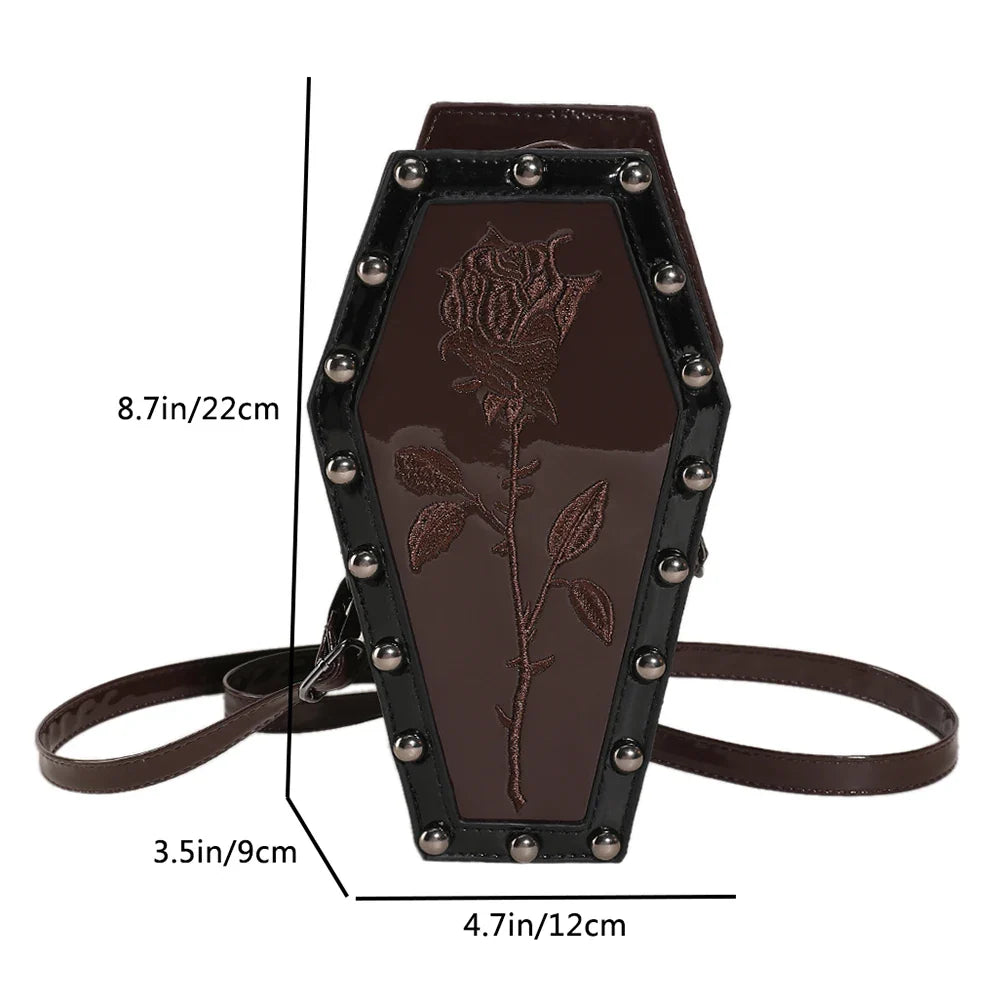 Novelty Coffin Sling Halloween Leather Gothic Spider PU Web Shape Bag