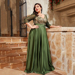 Plus Size Evening Dress Affordable Luxury Niche Senior Stylish Personalized Elegant Green Evening Dress for