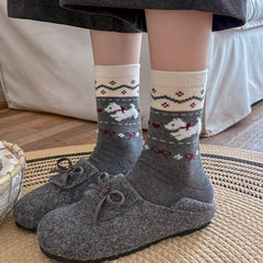 Intarsia Retro Thick Warm Mid Calf Christmas Socks