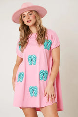 Beach Sequ Short Sleeve Loose Casual Dress