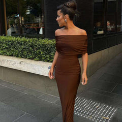 Wear Off Shoulder Backless Sheath Maxi Dress