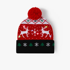 LED Reindeer Knit Christmas Hat