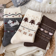 Intarsia Retro Thick Warm Mid Calf Christmas Socks