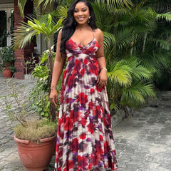 Printed Pleated Suspender Long