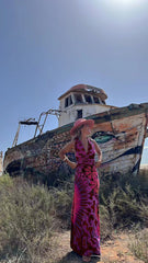 Printed Sleeveless V neck A line Dress