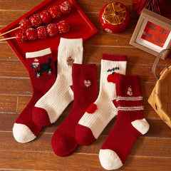 Thick Warm Wool Cute Fleece Lined Mid Calf Christmas Socks