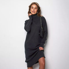 Turtleneck Knitting Dress  Loose Inner Wear Solid Color Slimming Woolen