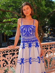 Printed Strap Lace Dress