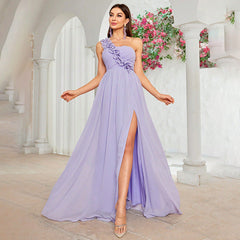 Bridesmaid Dress Long Sisters Group Sisters Dress Bridesmaid Dress Taro Purple One-Shoulder Evening Dress
