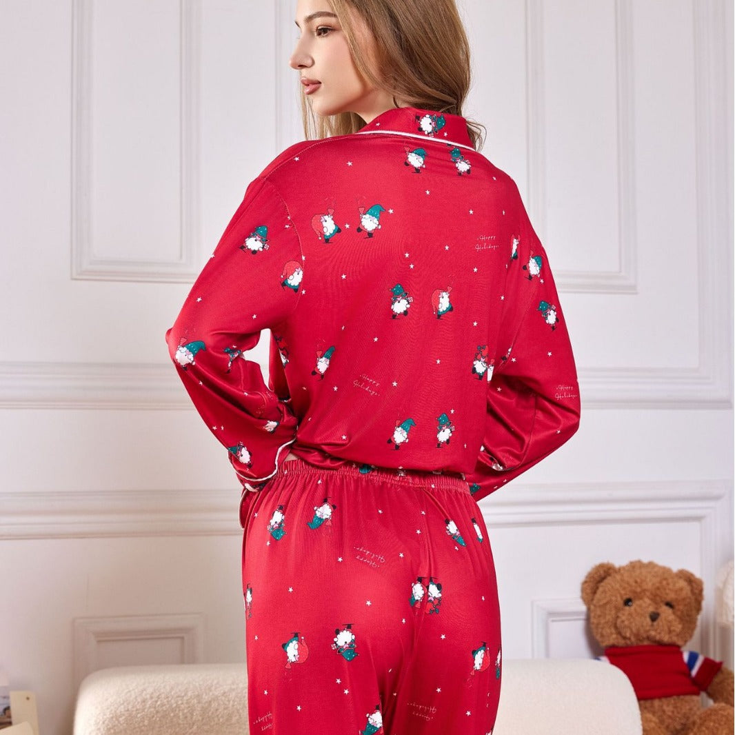 Loose Christmas Print Long-Sleeve Pajama Home Suit