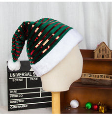 Metallic Velvet Striped Christmas Hat