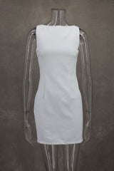 Dress White Slim round Neck Sleeveless Short