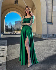 Round Neck Long Sleeve Slim Fit Maxi Dress