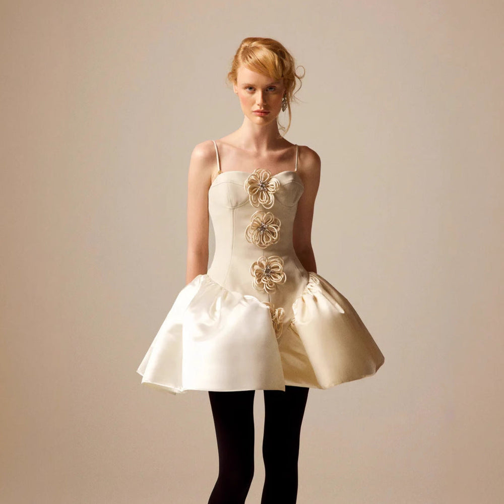 Floral Lace Bandage Prom Dress for Birthday Party white / XS promdress-250223