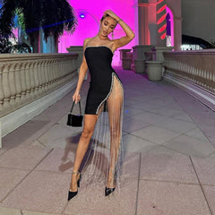 Sexy Strapless Slit Bandage Mini Prom Dress promdress-250223
