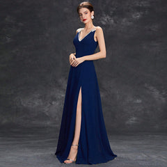 Solid Color Evening Deep V Plunge neck Sleeveless Split Formal Dress Cocktail Party Prom Maxi Dress Summer