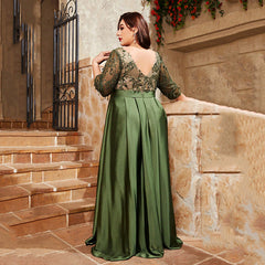 Plus Size Evening Dress Affordable Luxury Niche Senior Stylish Personalized Elegant Green Evening Dress for