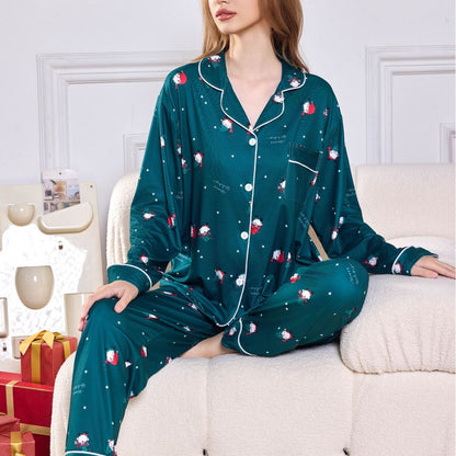 Loose Christmas Print Long-Sleeve Pajama Home Suit